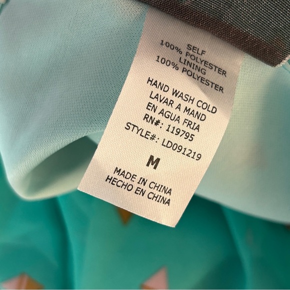 Moon Collection Teal Dress with Gold Patterns Size M - Picture 7 of 12
